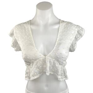 Elegant White Ruffle Crop Top